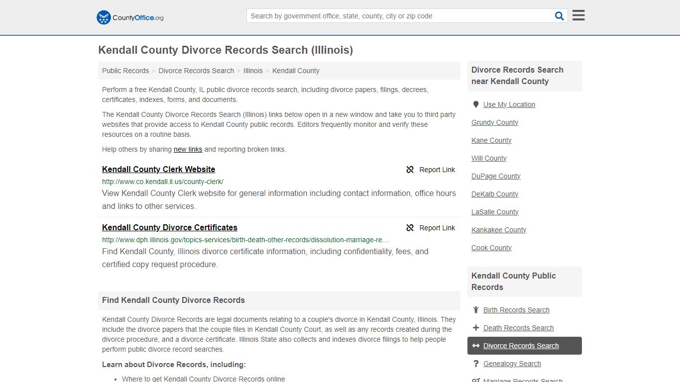Divorce Records Search - Kendall County, IL (Divorce Certificates ...